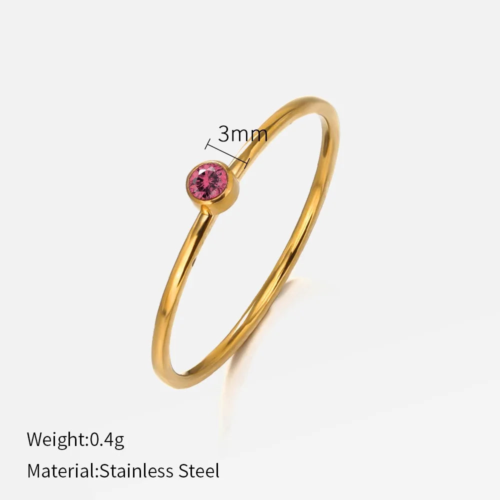 Thin Birthstone Band Ring