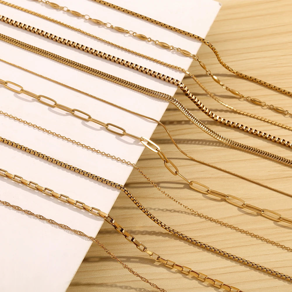Gold-Tone Stainless Steel Chain Necklace