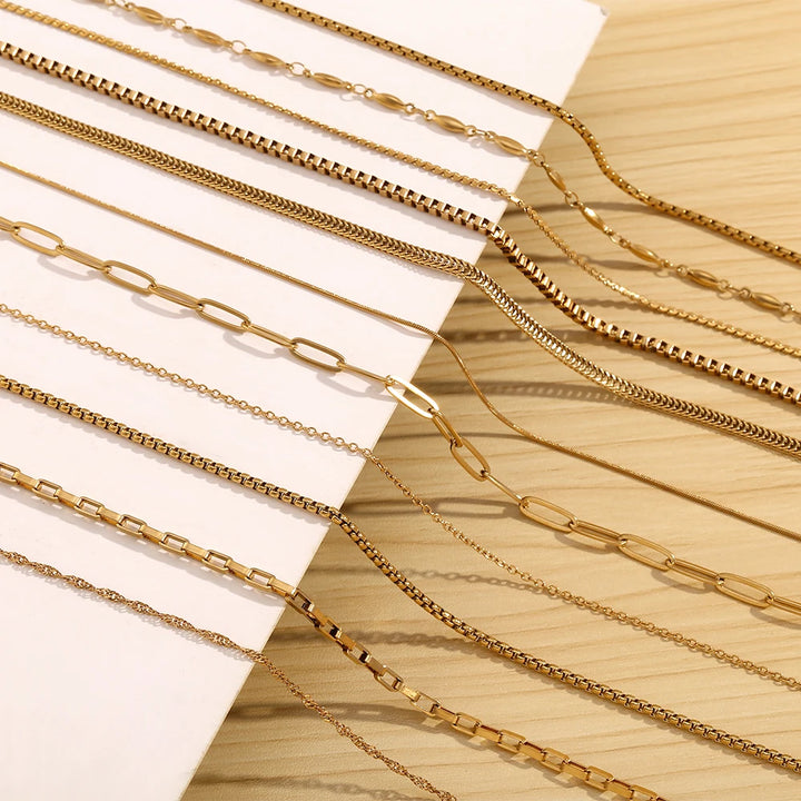 Gold-Tone Stainless Steel Chain Necklace
