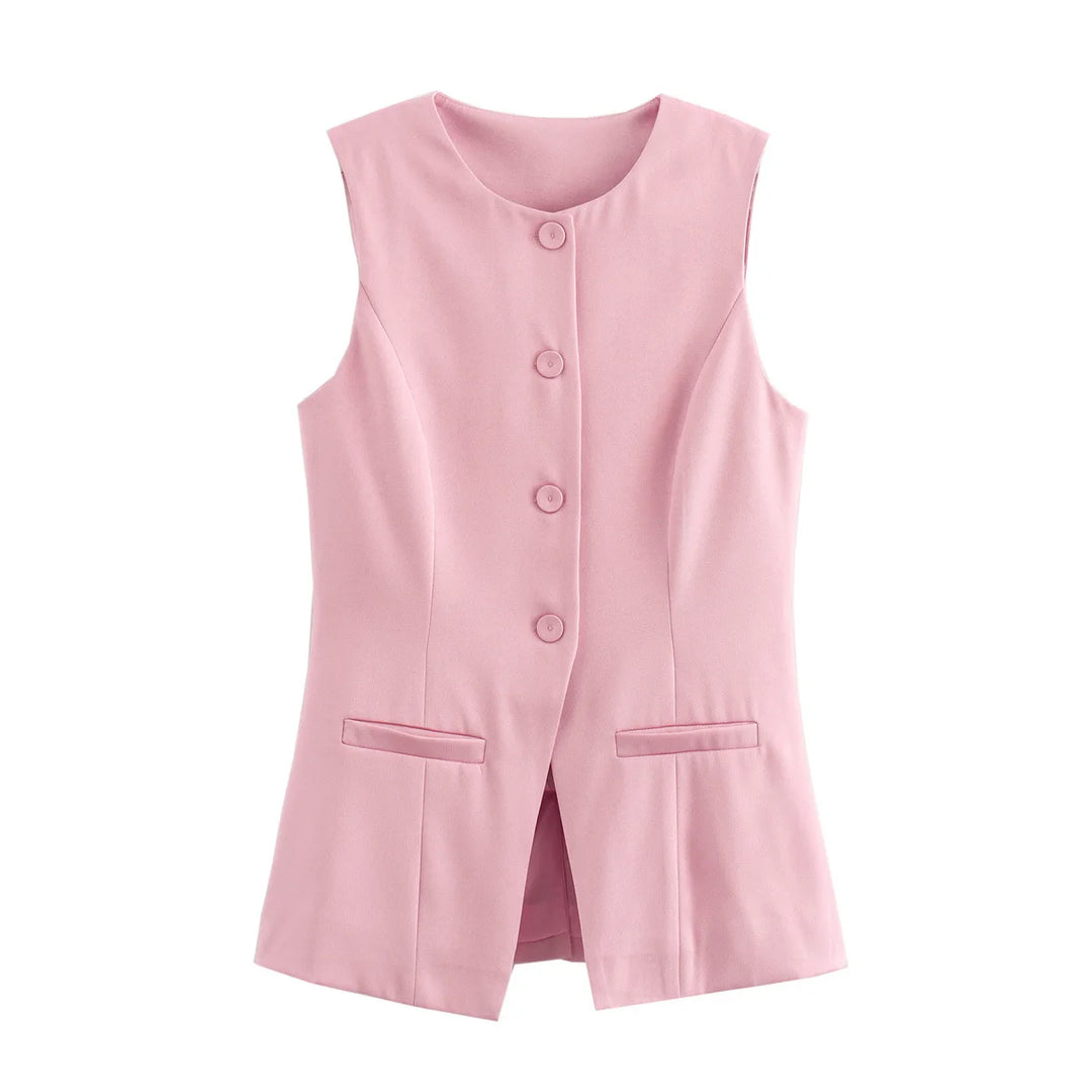 Elegant Sleeveless Button Vest for Women