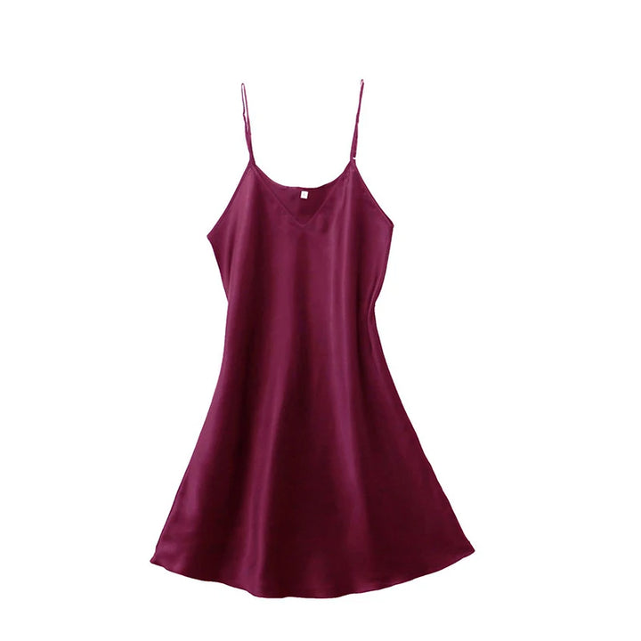 Silk Satin Slip Nightdress – V-Neck Sleepwear