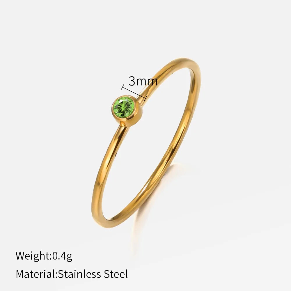 Thin Birthstone Band Ring