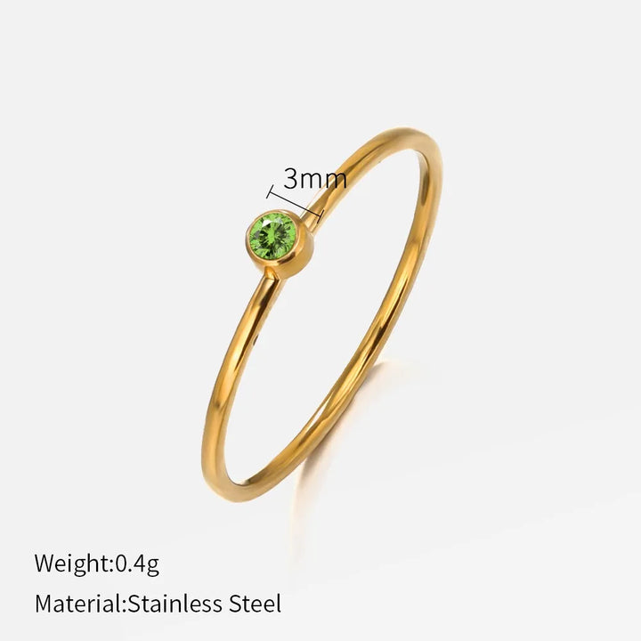 Thin Birthstone Band Ring