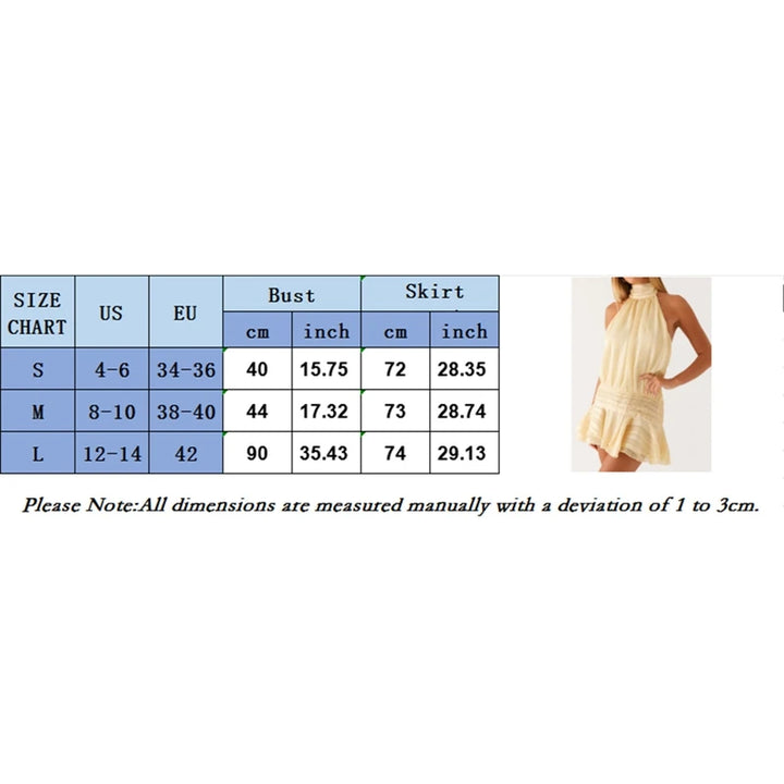 Elegant Halter Mini Dress with Pleated Ruffle Skirt