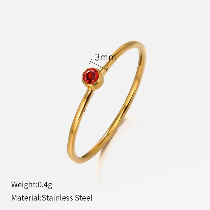 Thin Birthstone Band Ring