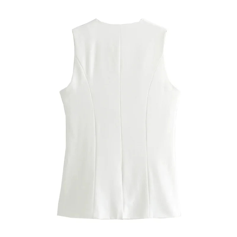 Elegant Sleeveless Button Vest for Women