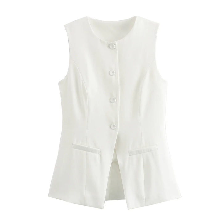 Elegant Sleeveless Button Vest for Women