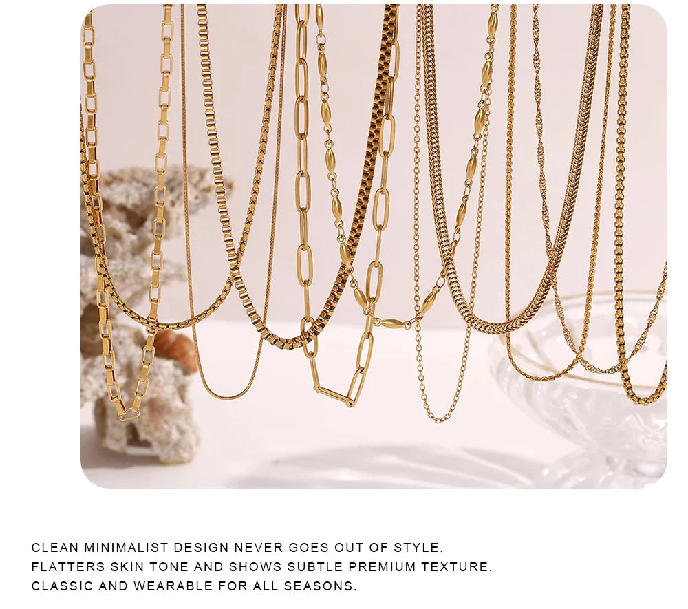 Gold-Tone Stainless Steel Chain Necklace