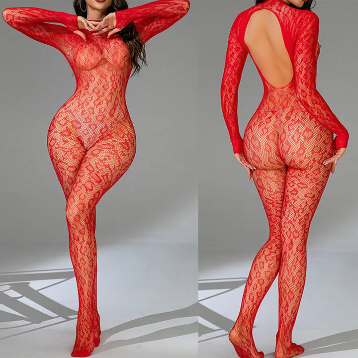 Sheer Lace Fishnet Bodysuit