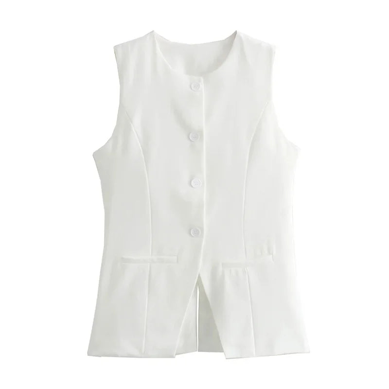Elegant Sleeveless Button Vest for Women