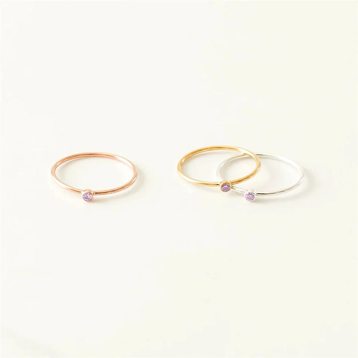 Thin Birthstone Band Ring