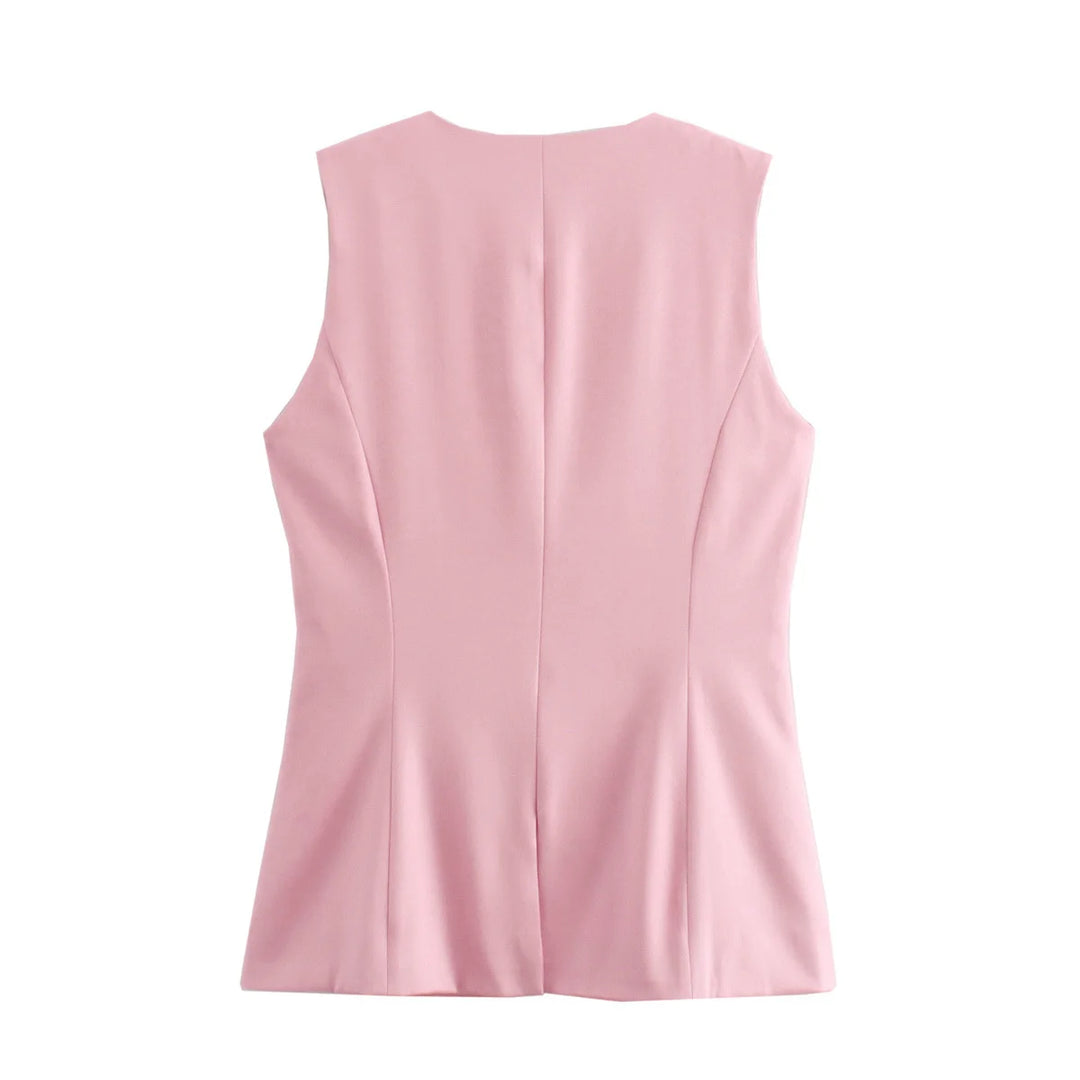 Elegant Sleeveless Button Vest for Women