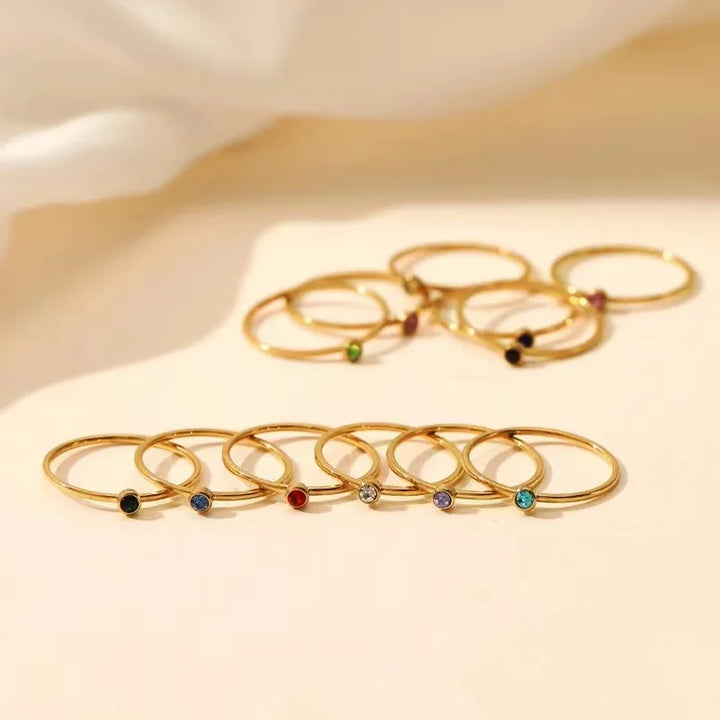 Thin Birthstone Band Ring