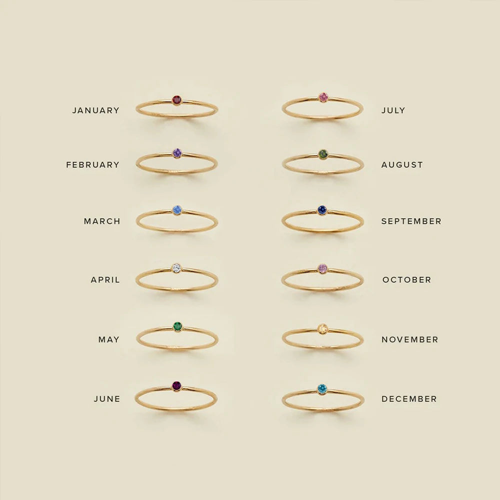 Thin Birthstone Band Ring