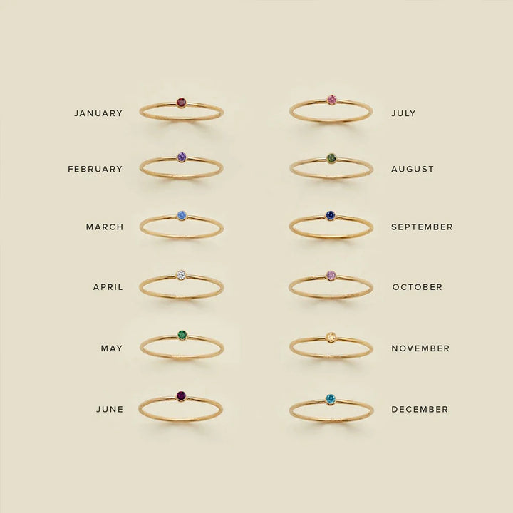 Thin Birthstone Band Ring