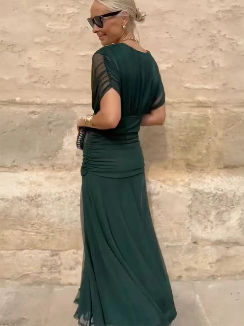 Μακρύ φόρεμα από σιφόν με ανοιχτούς ώμους