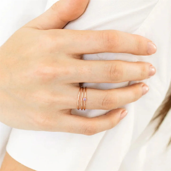 Thin Birthstone Band Ring