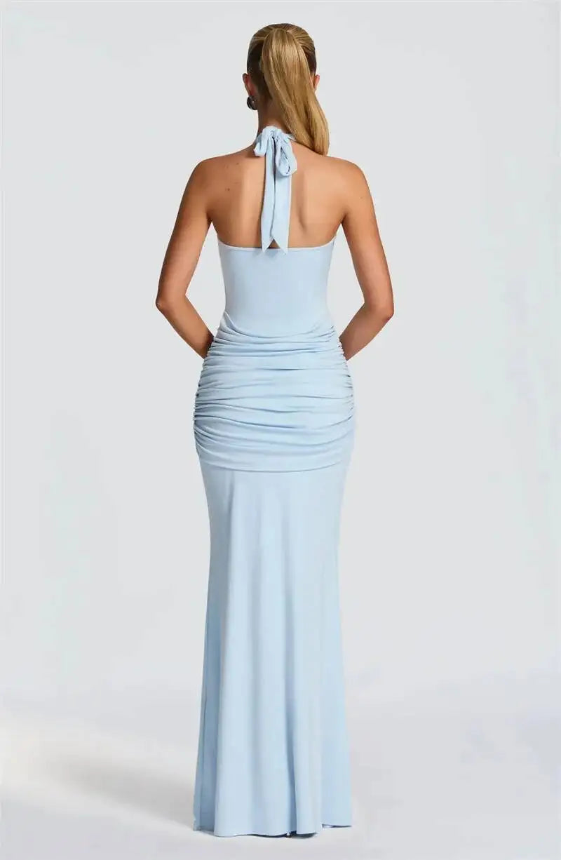 Backless Halter Bodycon Maxi Dress