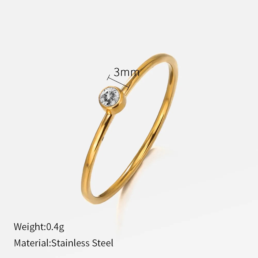 Thin Birthstone Band Ring