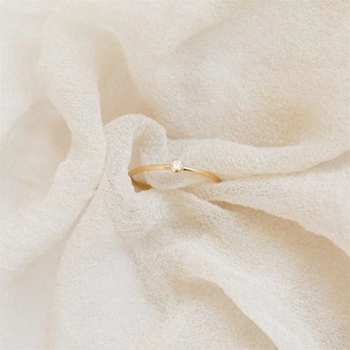 Thin Birthstone Band Ring