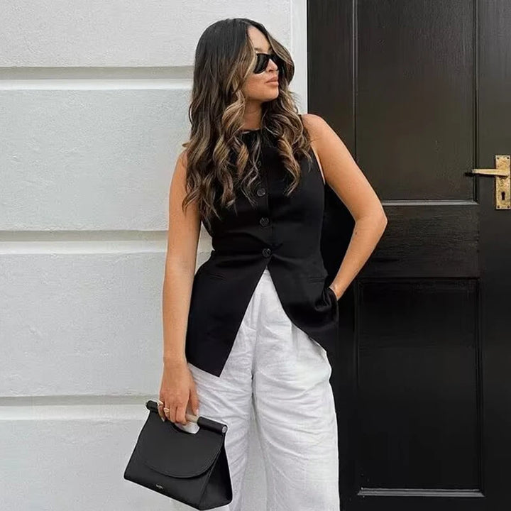 Elegant Sleeveless Button Vest for Women