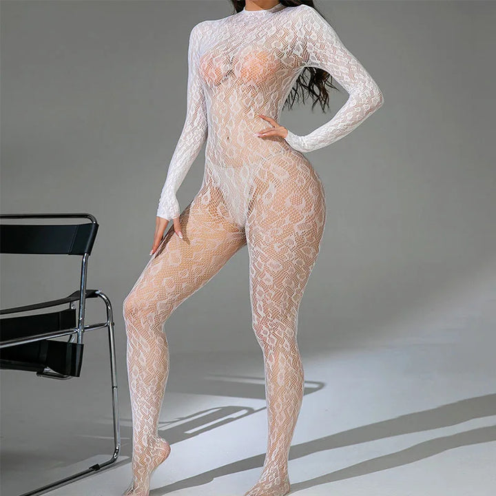 Sheer Lace Fishnet Bodysuit