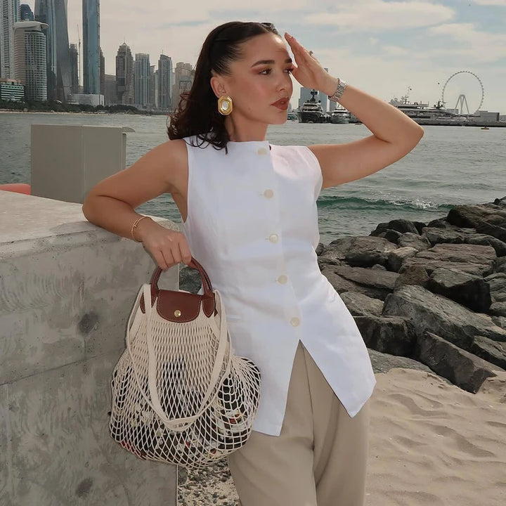 Elegant Sleeveless Button Vest for Women