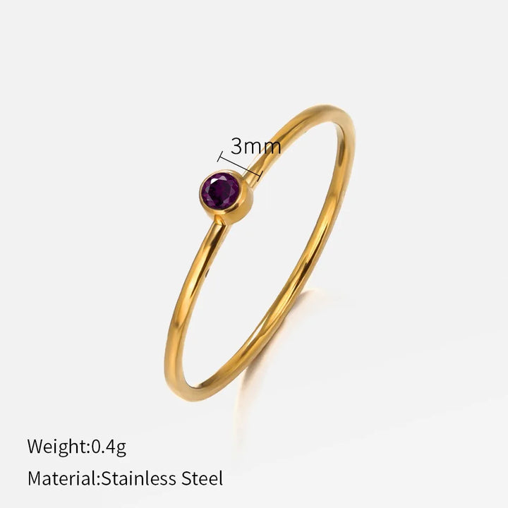 Thin Birthstone Band Ring