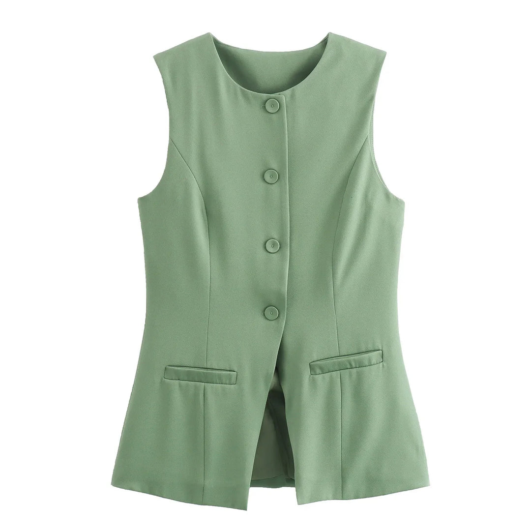 Elegant Sleeveless Button Vest for Women