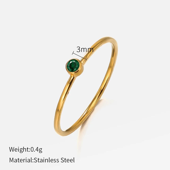 Thin Birthstone Band Ring