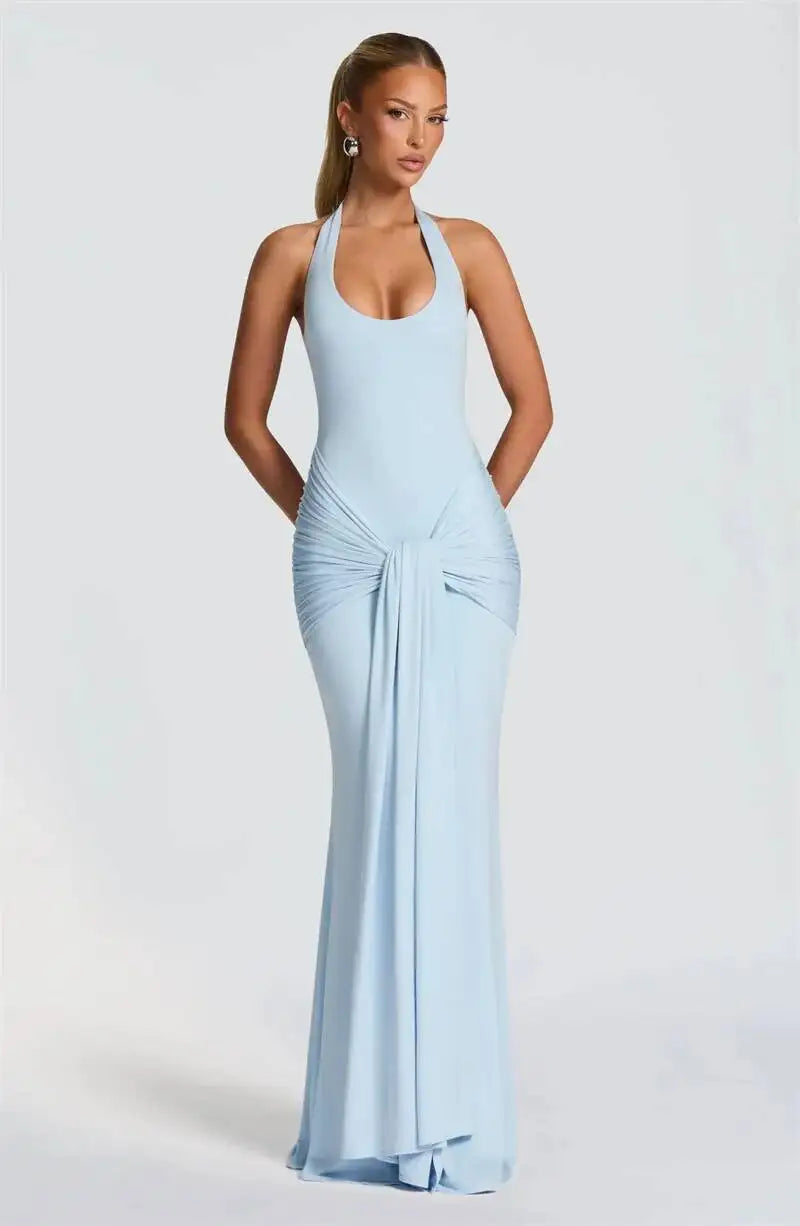 Backless Halter Bodycon Maxi Dress