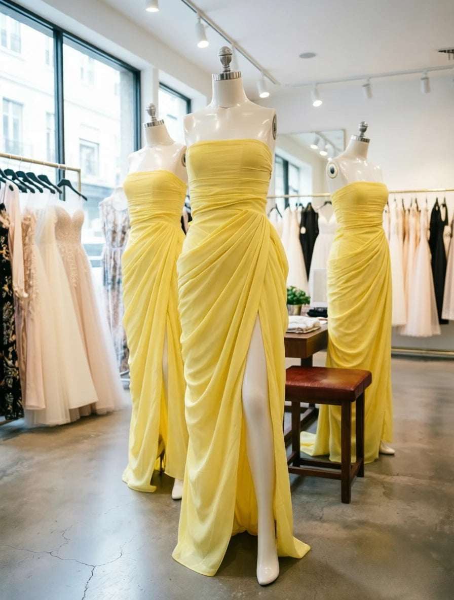 High-Slit Ruched Gown