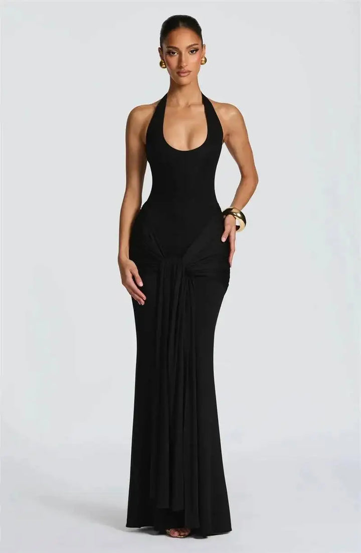 Backless Halter Bodycon Maxi Dress