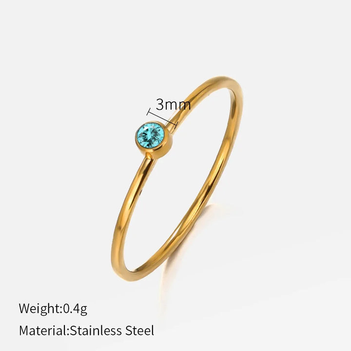 Thin Birthstone Band Ring