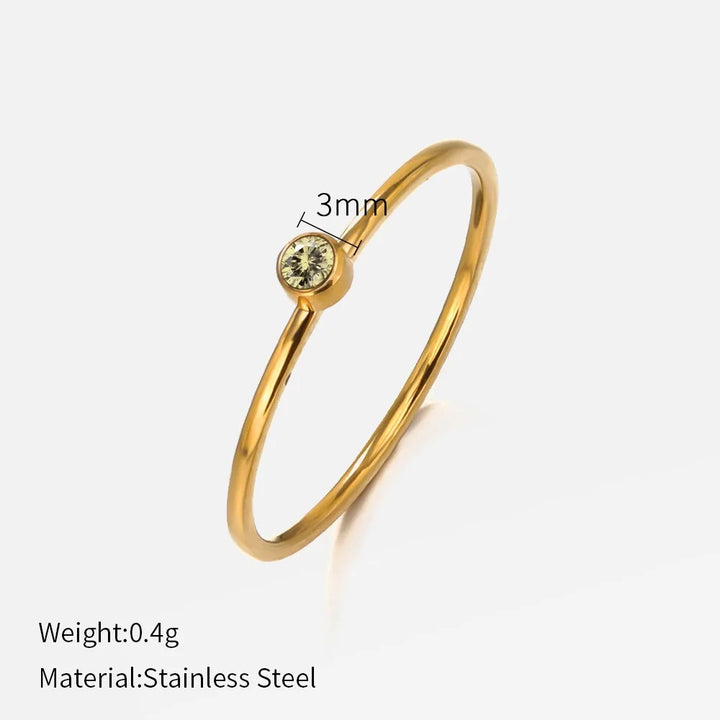 Thin Birthstone Band Ring