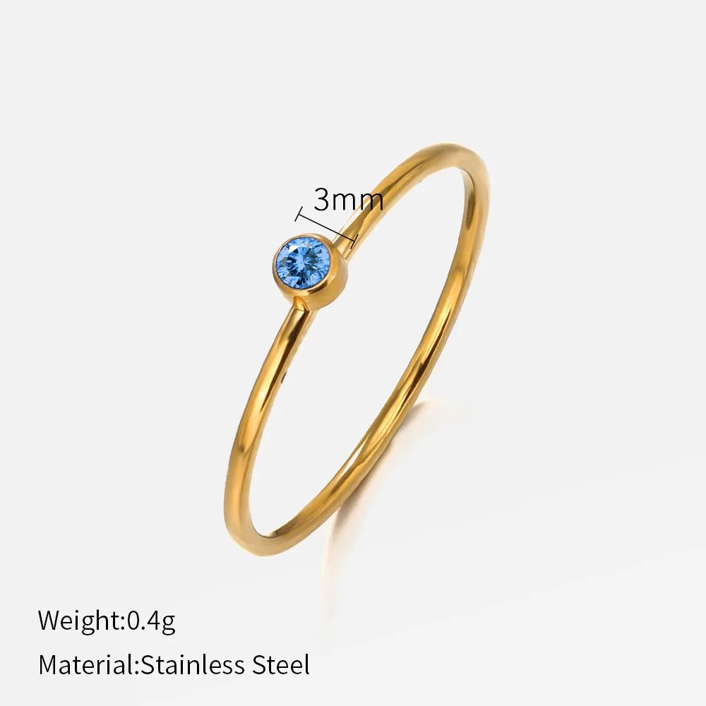 Thin Birthstone Band Ring