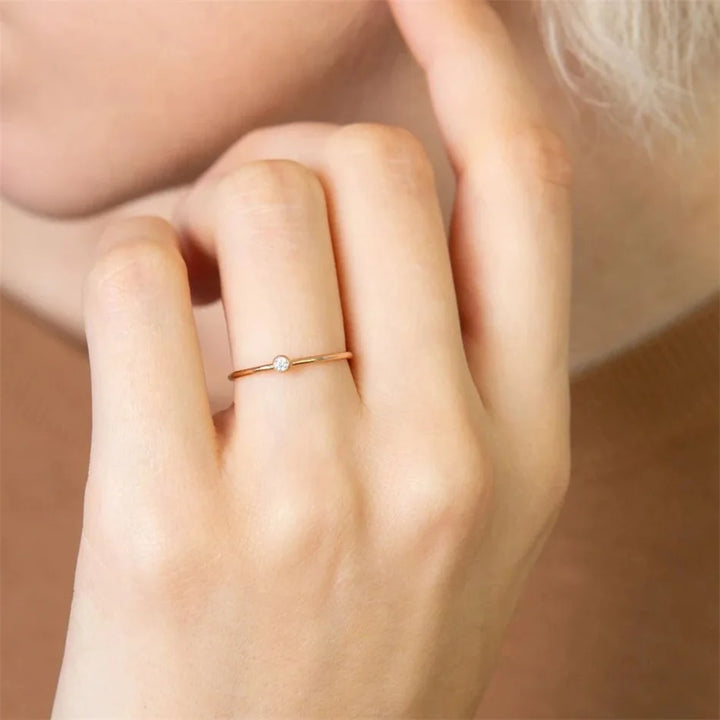 Thin Birthstone Band Ring
