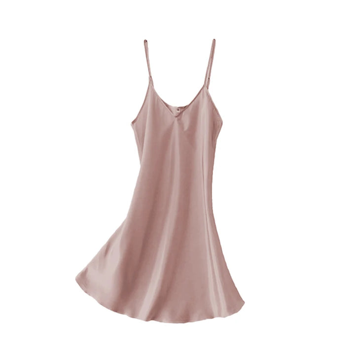 Silk Satin Slip Nightdress – V-Neck Sleepwear