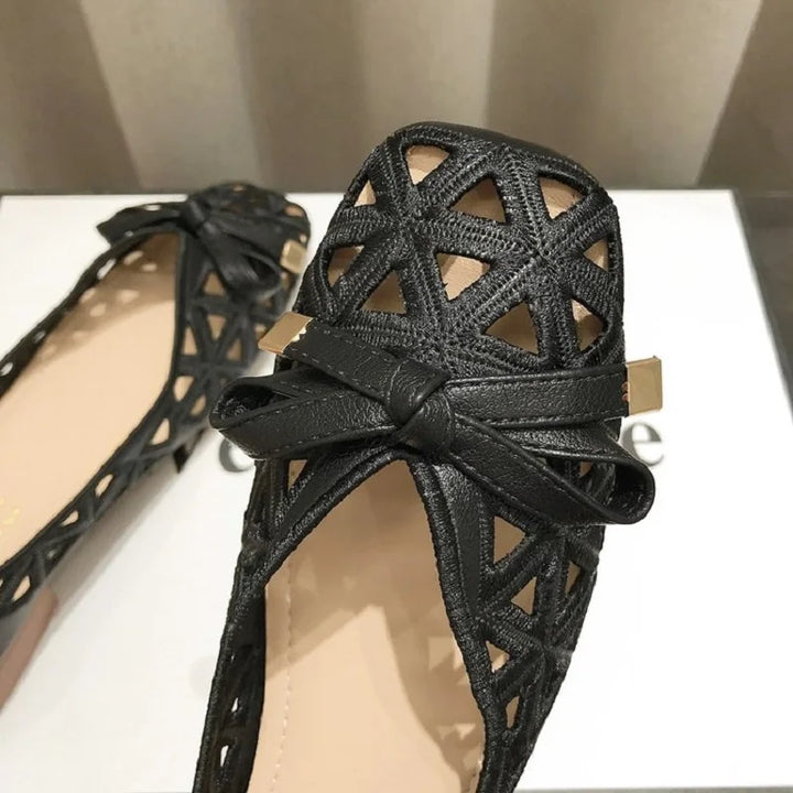 Bow Cut-Out Flat Sandals