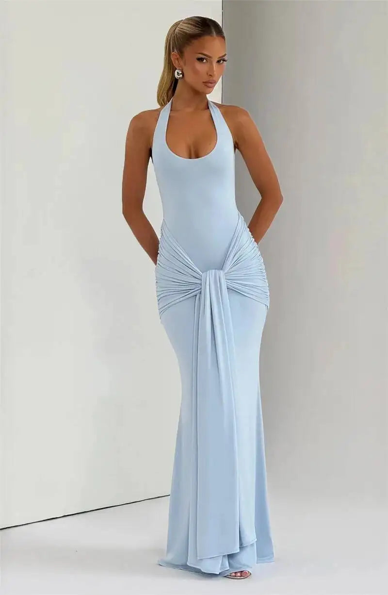 Backless Halter Bodycon Maxi Dress