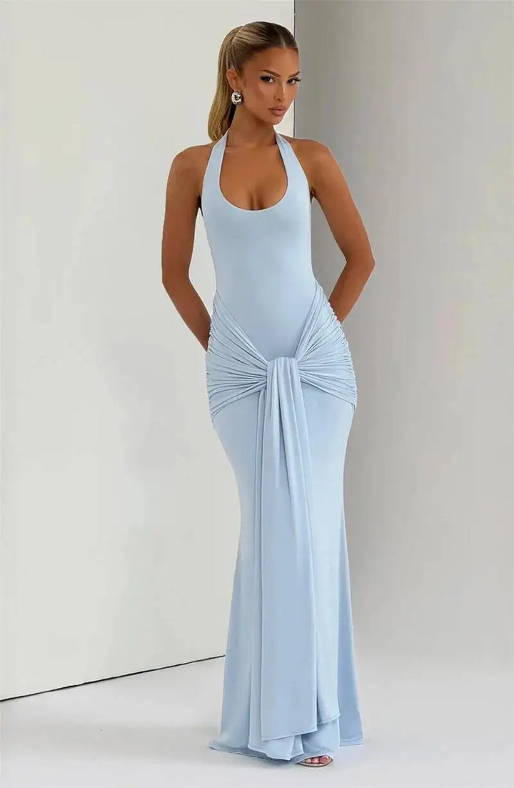 Backless Halter Bodycon Maxi Dress