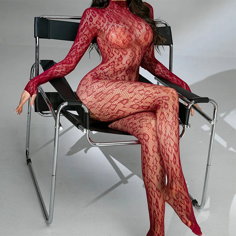 Sheer Lace Fishnet Bodysuit