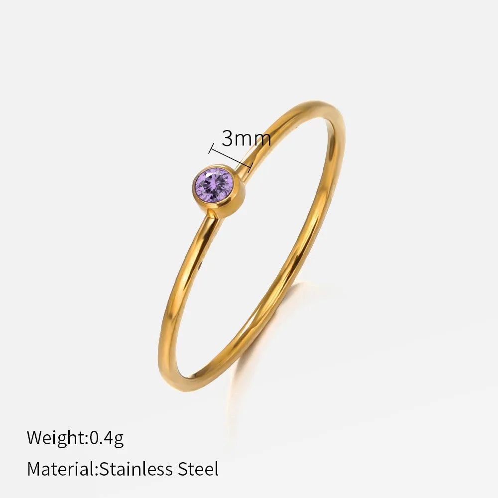 Thin Birthstone Band Ring