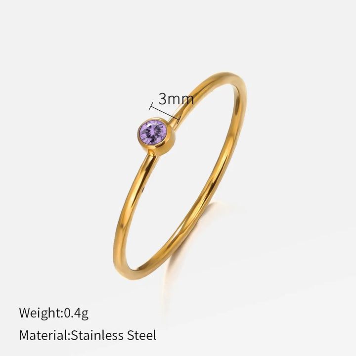 Thin Birthstone Band Ring