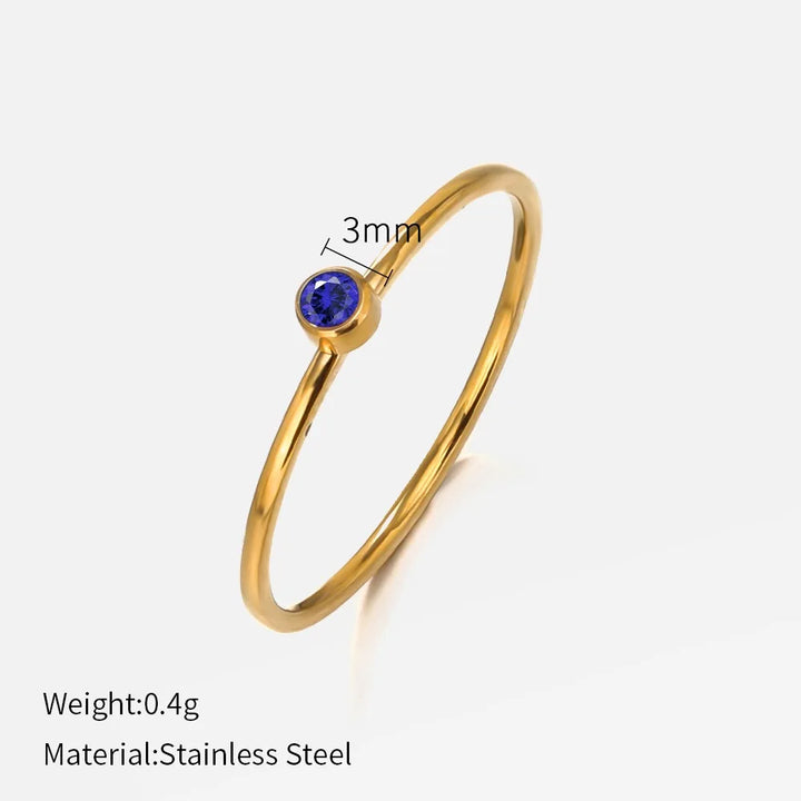 Thin Birthstone Band Ring