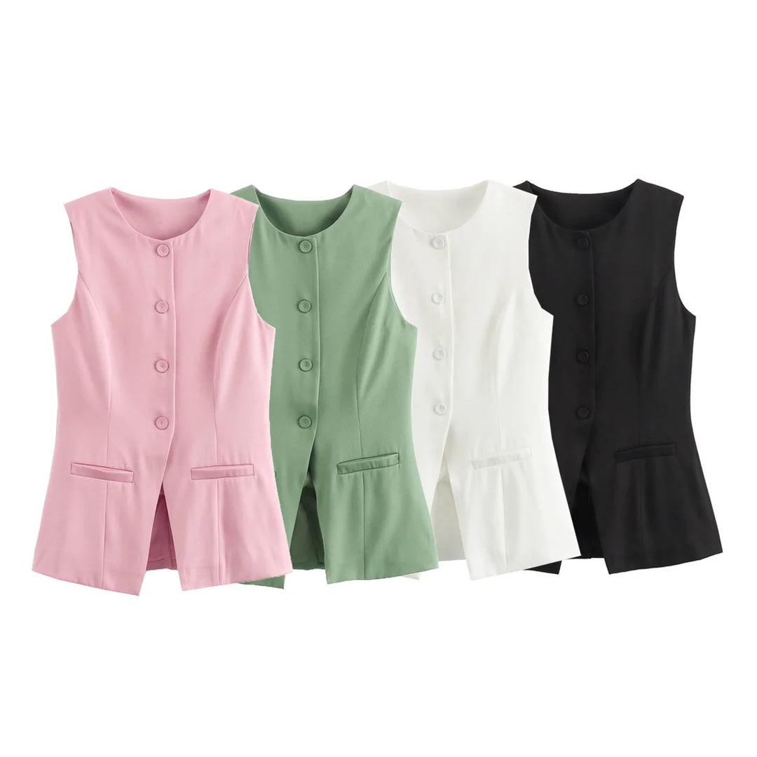 Elegant Sleeveless Button Vest for Women